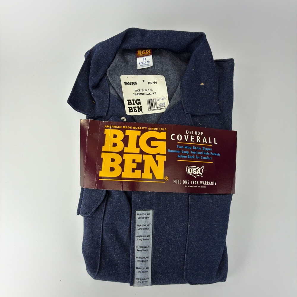 Big Ben Deluxe Coverall Blue Denim 44 Regular Long Sleeve 5A09Z00 USA NWT